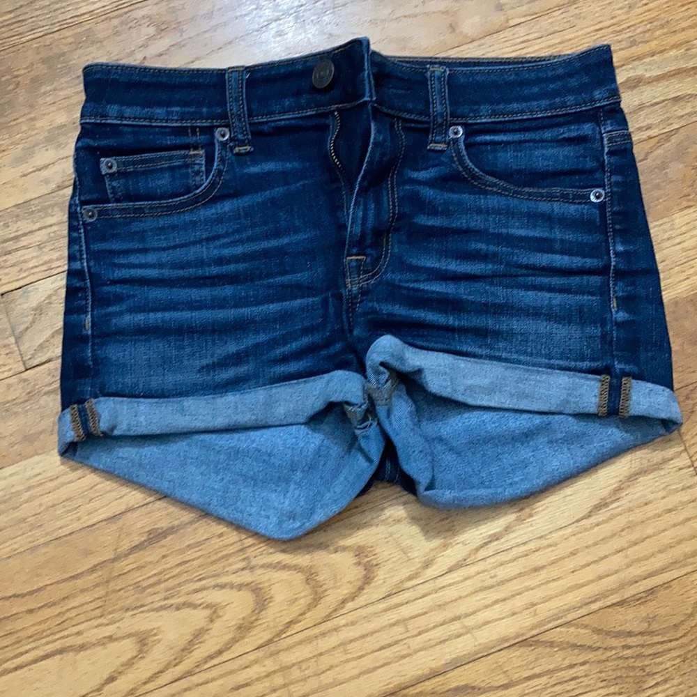 Dark wash denim shorts